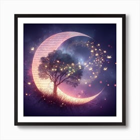 Tree On The Moon Art Print