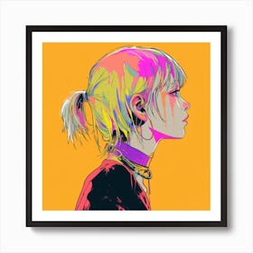 Girl With Colorful Hair 2 Art Print