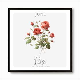 Rose June Birthday Art Print