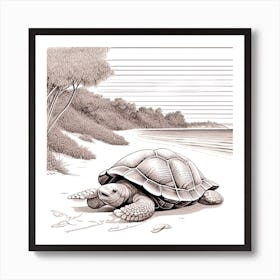 Turtle On The Beach 2 Art Print