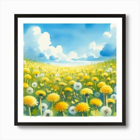 Watercolor Dandelions 1 Art Print