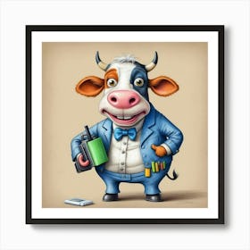 Cow In A Suit 10 Art Print