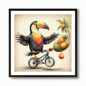 Toucan On A Bike Art Print