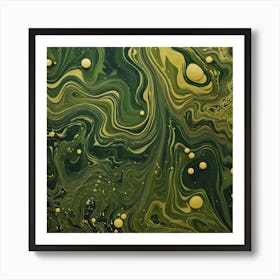 olive gold abstract wave art 1 Art Print