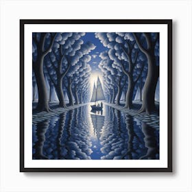 Sailboat In A Forest Art Print