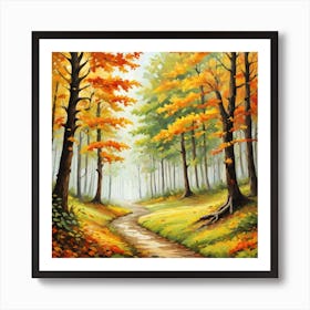 Forest In Autumn In Minimalist Style Square Composition 78 Poster