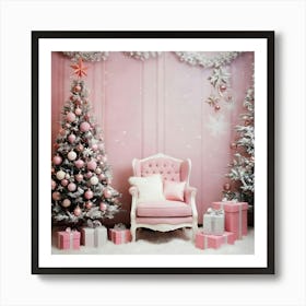 Pink Christmas Room 3 Art Print