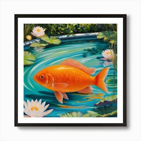 Default A Mesmerizing Oil Painting Of A Vibrant Orange Fish Sw 0 Art Print