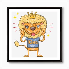 Animation Lion Animals King Cool Art Print