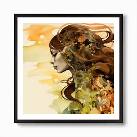 Watercolor Portrait Of A Woman 1 Art Print