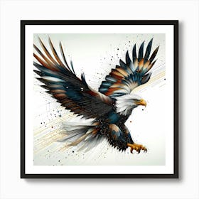 Eagle Landing in Color Drawing - Wild Bird Artwork 173 Art Print