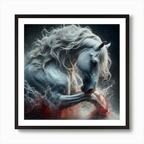 White Horse In Water 2 Art Print