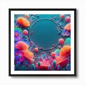 3d Poppy Flower Background Art Print