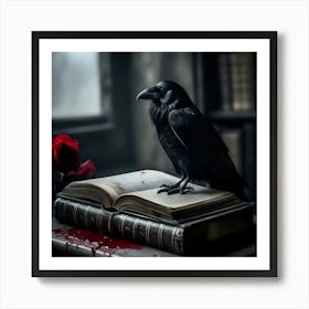 Crow On Book Art Print