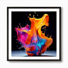 Fresh Colors Liquid 3d Design Spark Hot Palette Shapes Dynamism Vibrant Flowing Molten (9) Art Print