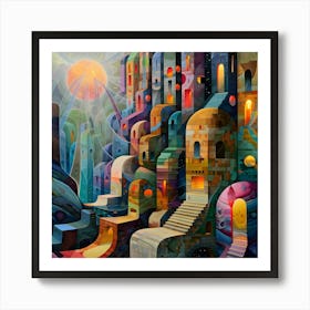 Cityscape , Pop Surrealism, Lowbrow Art Print