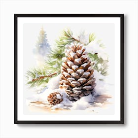 Snowy Pine Cones Art Print