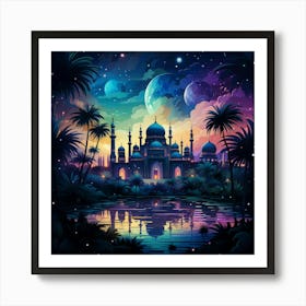 Islamic Mosque At Night 2 Art Print