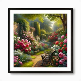 Blooming Flowers Garden Edwardian Vintage  Art Print