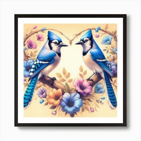 Blue Jays In Love 1 Art Print