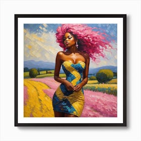 Woman With Pink Hair 1 Art Print