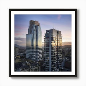 Skyscrapers At Sunset Art Print