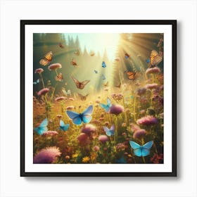 Butterflies In The Meadow Art Print