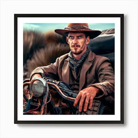 Man On A Motorcycle Art Print