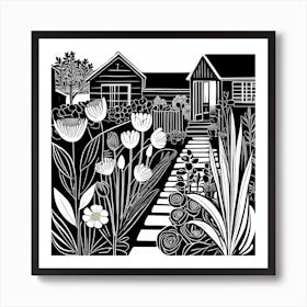 Lion cut inspired Black and white Garden plants & flowers art, Gardening art, Garden 203 Art Print