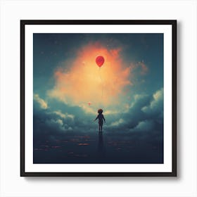 Red Balloons In The Sky Art Print