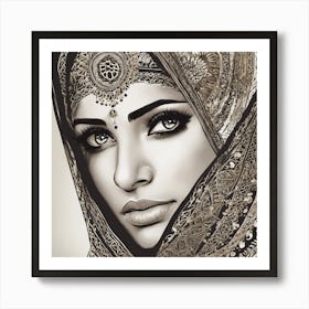 Muslim Woman In A Head Scarf Art Print