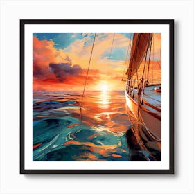 Sailboat At Sunset 19 Art Print