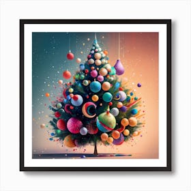 Decorated Christmas tree Art Print