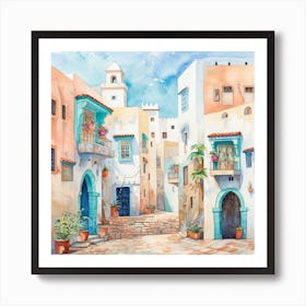 Watercolor Of The Old Town Art Print