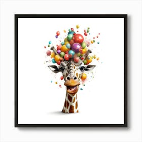 Giraffe With Balloons 3 Art Print