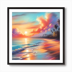 Sunset On The Beach 12 Art Print