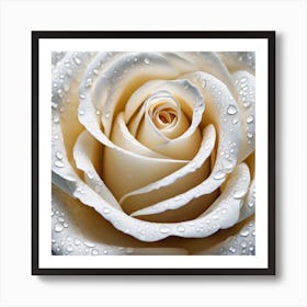 White Rose With Water Droplets 2 Affiche