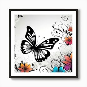 Butterfly And Flowers 9 Art Print