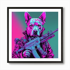 Dog With A Gun Art Print