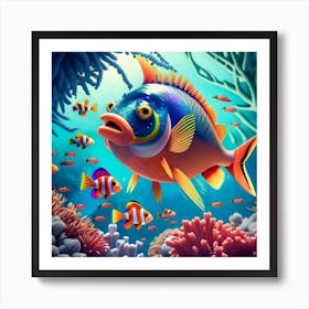 Under The Sea Beautiful Color Fish Swimming Betw Art Print