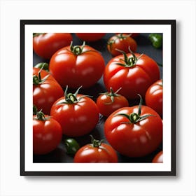 Red Tomatoes On Black Background 4 Art Print