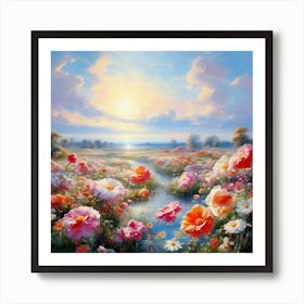 Bloemenzee Dutch For Sea Of Flowers Fields Of Flowers In A Dreamlike State With Swirling 9 Art Print