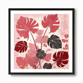 Pink And Red Plant Illustration Monstered Thai Cons tell 1 Art Print