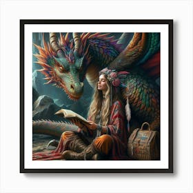 Girl With A Dragon 1 Art Print