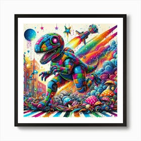 Psychedelic Dinosaur Art Print