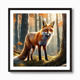 Fox In The Forest 95 Art Print