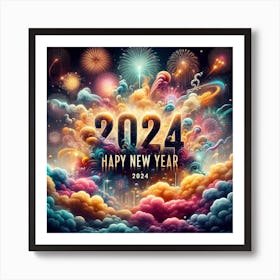 Happy New Year 2024 7 Art Print