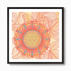 Hand Drawn Floral Mandala 06 Art Print