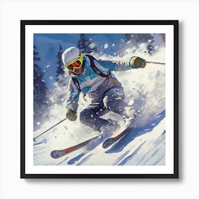 Armadiler Ski Racing Long Shot In The Mountain With Snow Fc9a72e8 2882 44d3 90f9 9fd24c756b5d Art Print