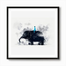 Person Riding An Elephant Art Print